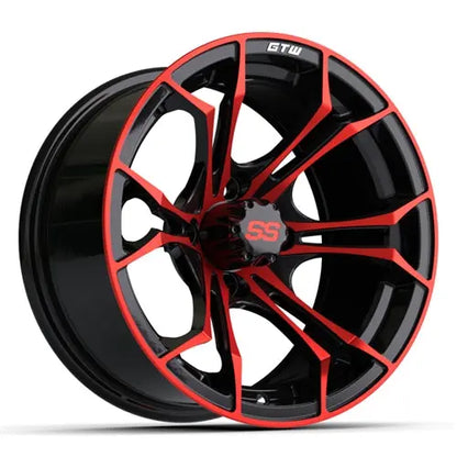 14" GTW Spyder Red & Black Wheels with Lifted Golf Cart Tire GTW