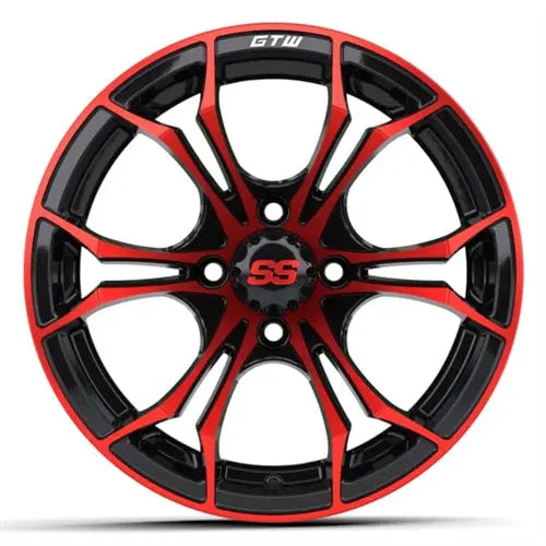 14" GTW Spyder Red & Black Wheels with Lifted Golf Cart Tire GTW