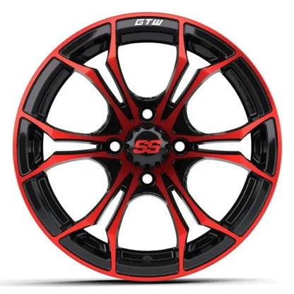 14" GTW Spyder Red & Black Wheels with Lifted Golf Cart Tire GTW