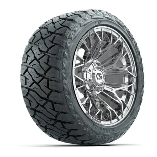 14" GTW Stellar Chrome Wheels with Lifted Golf Cart Tire GTW