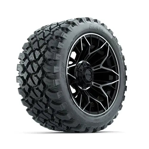 14" GTW Stellar Machined & Black Wheels with Lifted Golf Cart Tire GTW