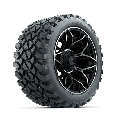 14" GTW Stellar Machined & Black Wheels with Lifted Golf Cart Tire GTW
