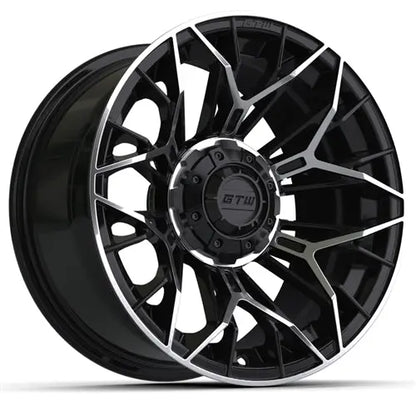 14" GTW Stellar Machined & Black Wheels with Lifted Golf Cart Tire GTW