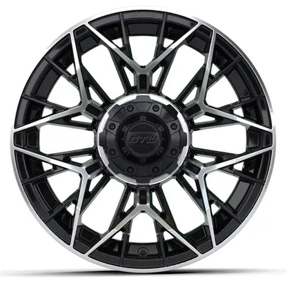 14" GTW Stellar Machined & Black Wheels with Lifted Golf Cart Tire GTW