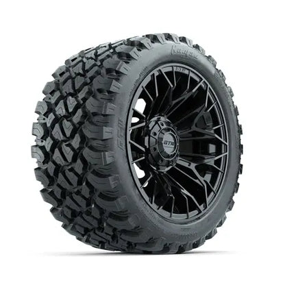 14" GTW Stellar Matte Black Wheels with Lifted Golf Cart Tire GTW