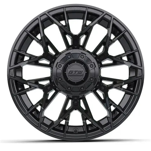 14" GTW Stellar Matte Black Wheels with Lifted Golf Cart Tire GTW