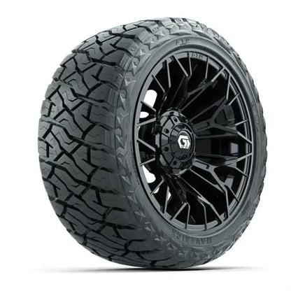 14" GTW Stellar Matte Black Wheels with Lifted Golf Cart Tire GTW