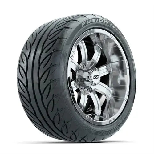 14" GTW Tempest Chrome Wheels with Lifted Golf Cart Tire GTW