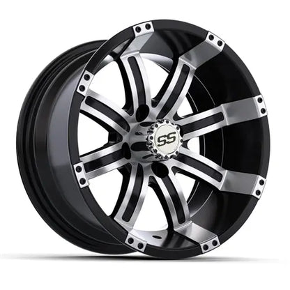14" GTW Tempest Machined & Black Wheels with Lifted Golf Cart Tire GTW