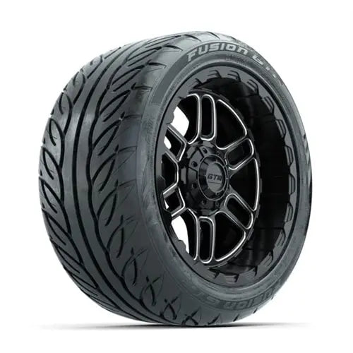 14" GTW Titan Matte Black Wheels with Lifted Golf Cart Tire GTW