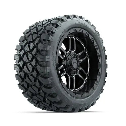14" GTW Titan Matte Black Wheels with Lifted Golf Cart Tire GTW