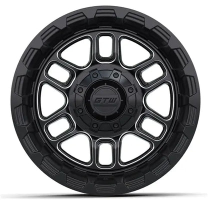 14" GTW Titan Matte Black Wheels with Lifted Golf Cart Tire GTW