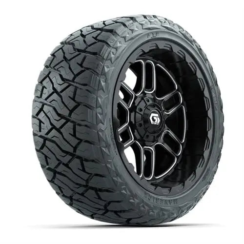 14" GTW Titan Matte Black Wheels with Lifted Golf Cart Tire GTW