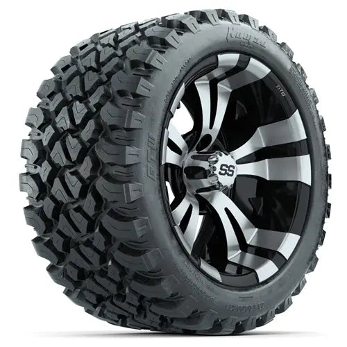 14" GTW Vampire Machined & Black Wheels with Lifted Golf Cart Tire GTW