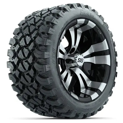 14" GTW Vampire Machined & Black Wheels with Lifted Golf Cart Tire GTW