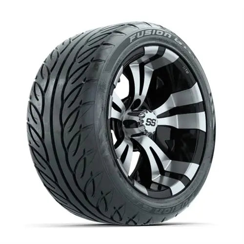 14" GTW Vampire Machined & Black Wheels with Lifted Golf Cart Tire GTW
