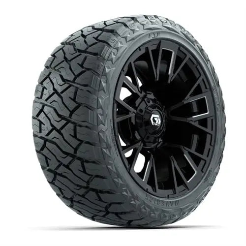 14" GTW Vandal Matte Black Wheels with Lifted Golf Cart Tire GTW