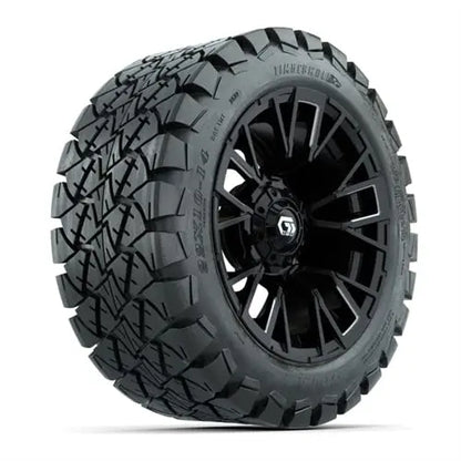 14" GTW Vandal Matte Black Wheels with Lifted Golf Cart Tire GTW