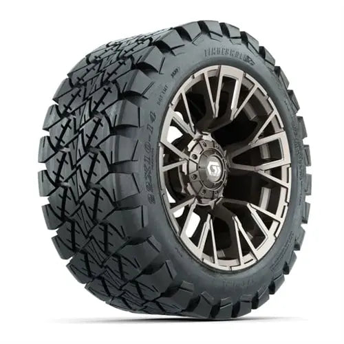 14" GTW Vandal Satin Bronze Wheels with Lifted Golf Cart Tire GTW