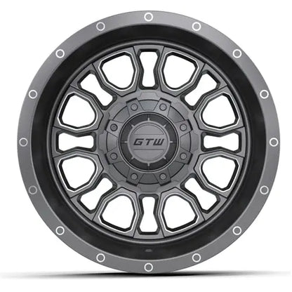 14" GTW Volt Gunmetal Wheels with Lifted Golf Cart Tire GTW