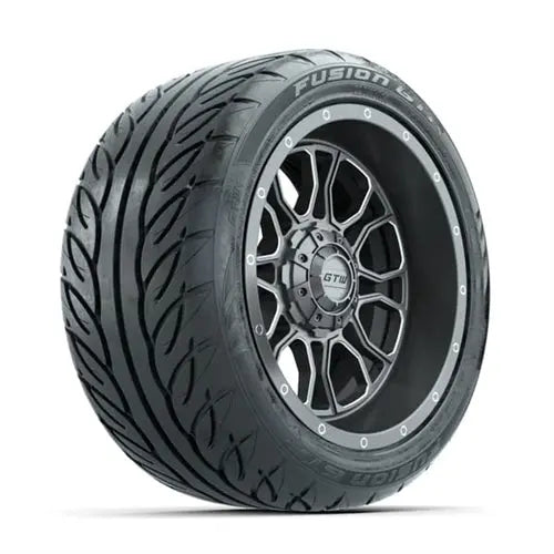 14" GTW Volt Gunmetal Wheels with Lifted Golf Cart Tire GTW