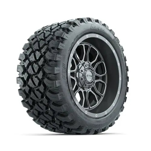 14" GTW Volt Machined and Black Wheels with Lifted Golf Cart Tire GTW