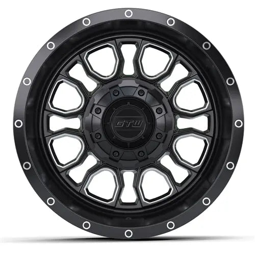 14" GTW Volt Machined and Black Wheels with Lifted Golf Cart Tire GTW