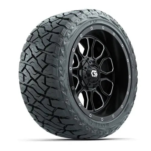 14" GTW Volt Machined and Black Wheels with Lifted Golf Cart Tire GTW