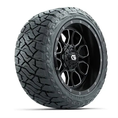 14" GTW Volt Machined and Black Wheels with Lifted Golf Cart Tire GTW