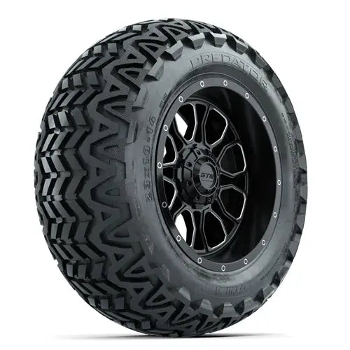 14" GTW Volt Machined and Black Wheels with Lifted Golf Cart Tire GTW