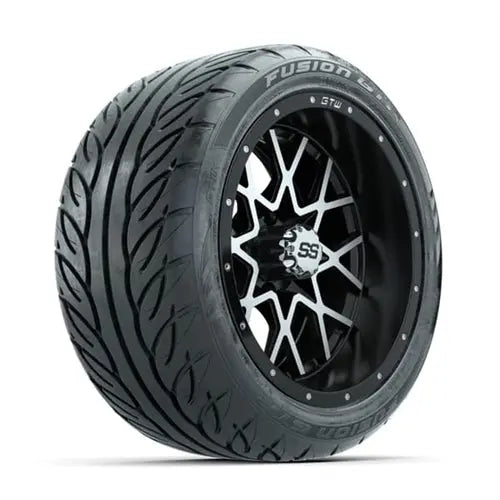 14" GTW Vortex Machined & Black Wheels with Lifted Golf Cart Tire GTW