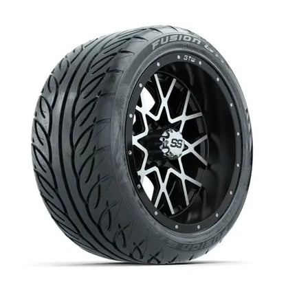 14" GTW Vortex Machined & Black Wheels with Lifted Golf Cart Tire GTW