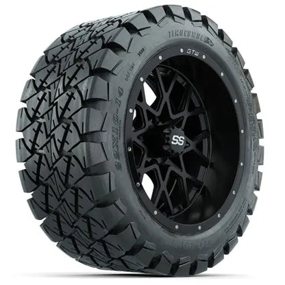 14" GTW Vortex Matte Black Wheels with Lifted Golf Cart Tire GTW
