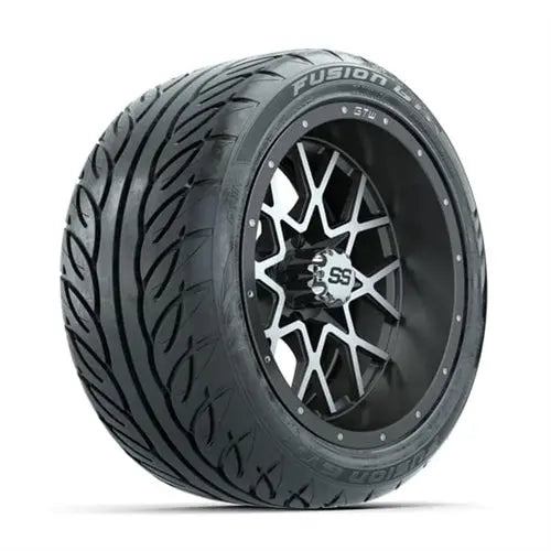14" GTW Vortex Matte Grey Wheels with Lifted Golf Cart Tire GTW