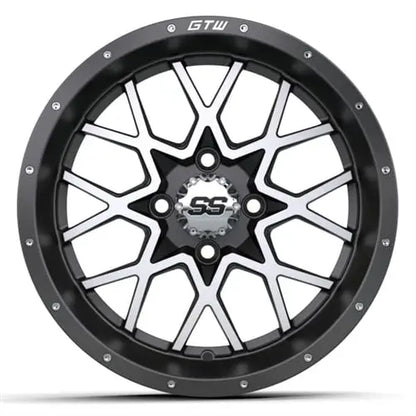14" GTW Vortex Matte Grey Wheels with Lifted Golf Cart Tire GTW