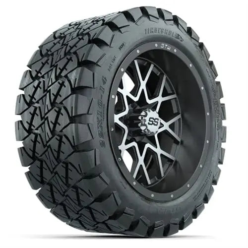 14" GTW Vortex Matte Grey Wheels with Lifted Golf Cart Tire GTW