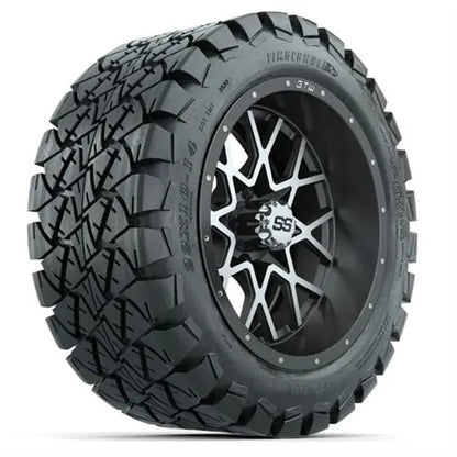 14" GTW Vortex Matte Grey Wheels with Lifted Golf Cart Tire GTW