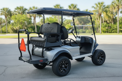 Navitas Lifted Aluminum Chassis Silver Metallic with black seats passenger rear angle