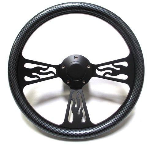 14 Black Flame Carbon Fiber Half Wrap Steering Wheel